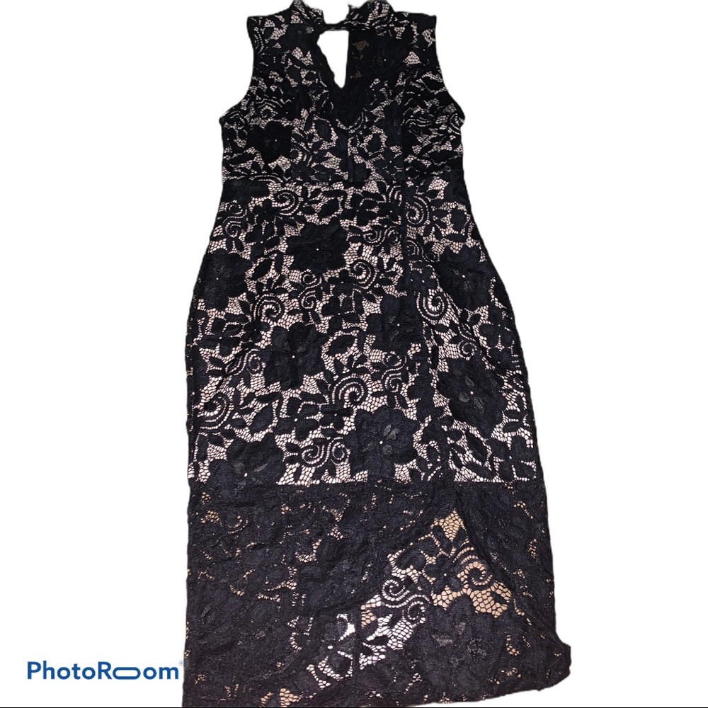 Black and nude lace halter dress size medium